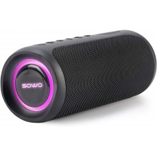 Portable Bluetooth Speaker with Subwoofer, 35W Bass Loud Speaker with Power Bank, IPX7 Waterproof, Wireless Stereo Pairing, 24H Playtime, Speaker with Lights for Outdoor Party, Camping - Black